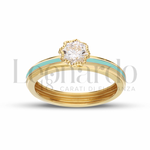 Modello o finitura Smalto Verde con Zircone bianco in Oro Giallo da 1,2gr.