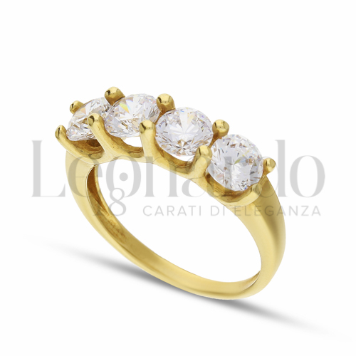 Modello o finitura Veretta a 4 Pietre con Zircone bianco in Oro Giallo da 3,8gr.