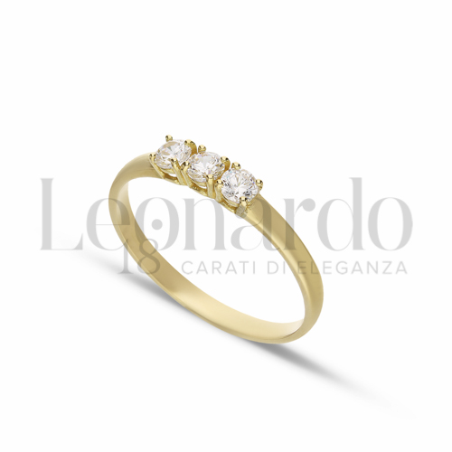 Modello o finitura Trilogy lineare con Zircone bianco in Oro Giallo da 1,7gr.
