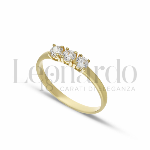 Anelli Anello da Donna in Oro 18 Carati Modello o finitura: Trilogy lineare Misura pietra: 3,50 mm anello: N° 2,1g