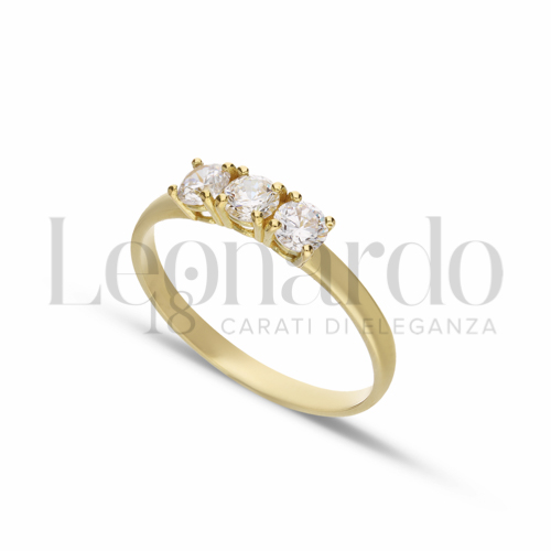 Anelli Anello da Donna in Oro 18 Carati Modello o finitura: Trilogy lineare Misura pietra: 4,00 mm anello: N° 2,1g