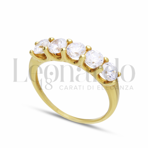 Modello o finitura Veretta a 5 pietre con Zircone bianco in Oro Giallo da 2,7gr.