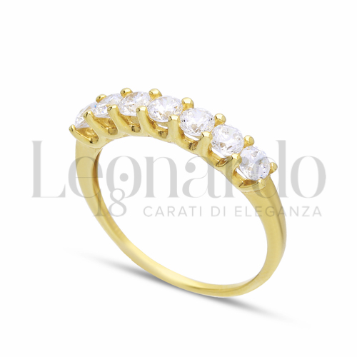 Modello o finitura Veretta a 7 pietre con Zircone bianco in Oro Giallo da 2,5gr.
