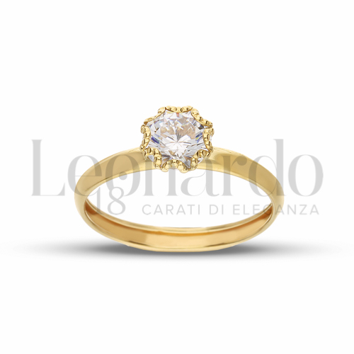Modello o finitura Lucida con Zircone bianco in Oro Giallo da 0,9gr.