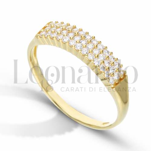 Modello o finitura 3 File di zirconi con Zircone bianco in Oro Giallo da 2,4gr.