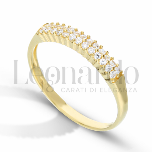 Modello o finitura 2 file di zirconi con Zircone bianco in Oro Giallo da 1,9gr.