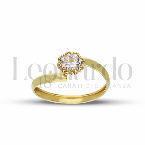 Modello o finitura Lucida con Zircone bianco in Oro Giallo da 0,9gr.