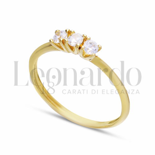 Modello Trilogy lineare con Zircone bianco in Oro Giallo da 1,5gr.