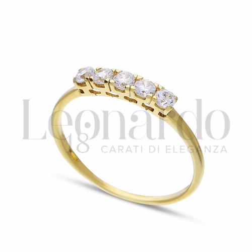 Anelli Anello Veretta da Donna in Oro 18 Carati Modello o finitura: a 5 pietre Misura pietra: 2,50 mm anello: N° 19 1,3g