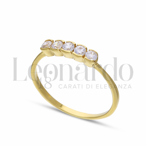 Modello o finitura Veretta a 5 pietre con Zircone bianco in Oro Giallo da 1,6gr.