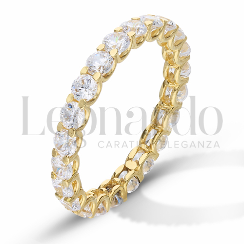 Modello o finitura Veretta a Tutto Giro - A Griffe con Zircone bianco in Oro Giallo da 2,6gr.