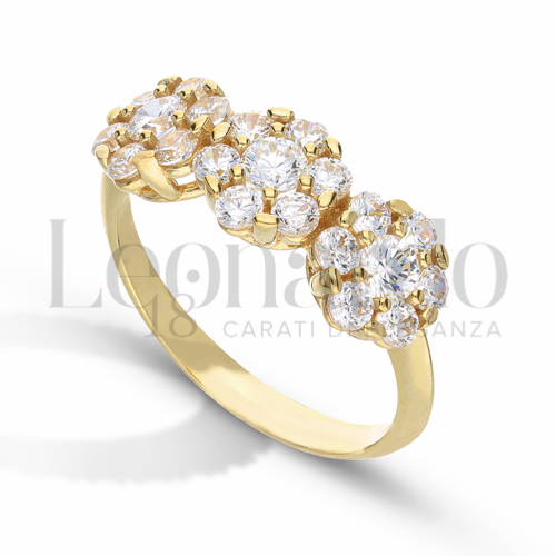 Modello o finitura Trilogy lineare con Zircone bianco in Oro Giallo da 3,6gr.