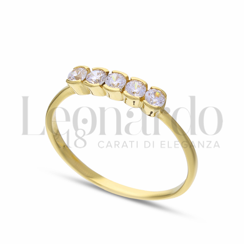 Modello o finitura Veretta a 5 pietre con Zircone bianco in Oro Giallo da 1,5gr.