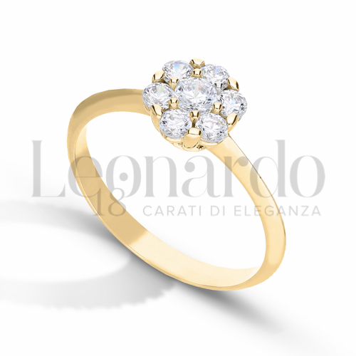Modello o finitura Solitario con Zircone bianco in Oro Giallo da 2,3gr.