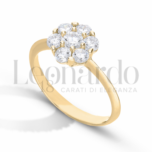 Modello o finitura Solitario con Zircone bianco in Oro Giallo da 2,7gr.