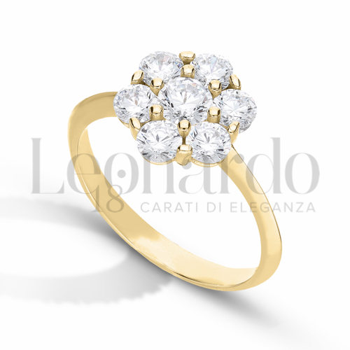Modello o finitura Solitario con Zircone bianco in Oro Giallo da 3gr.