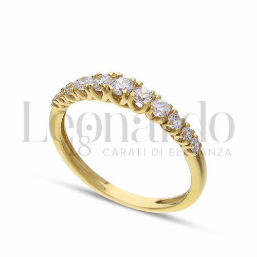 Modello o finitura Veretta a 11 pietre con Zircone bianco in Oro Giallo da 2,1gr.