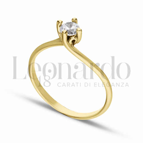 con Zircone bianco in Oro Giallo da 2gr.