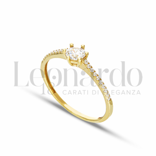 Anelli Anello Solitario con pietre sul gambo da Donna in Oro 18 Carati Misura pietra: 4,00 mm anello: N° 20 1,3g