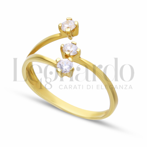 Anelli Anello Trilogy da Donna in Oro 18 Carati Modello o finitura: verticale a incastro Misura pietra: 4,00 mm anello: N° 14 2g