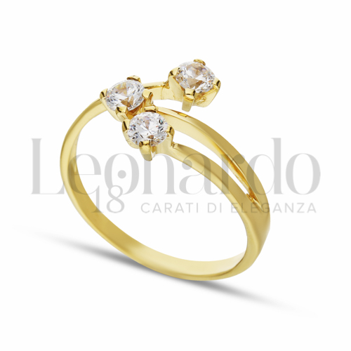 Modello o finitura Trilogy Verticale con Zircone bianco in Oro Giallo da 2,3gr.