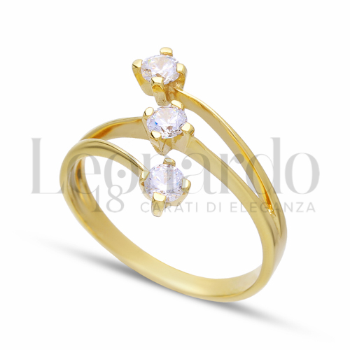 Anelli Anello Trilogy da Donna in Oro 18 Carati Modello: verticale con centrale unito Misura pietra: 4,00 mm anello: N° 19 3,1g