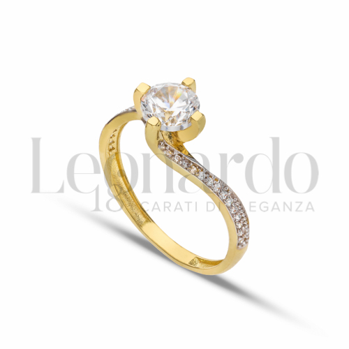 Anelli Anello Solitario con pietre sul gambo da Donna in Oro 18 Carati Misura pietra: 6,00 mm anello: N° 14 2,4g