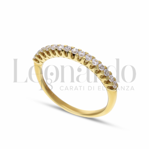 Modello o finitura Veretta a 15 Pietre con Zircone bianco in Oro Giallo da 1,8gr.