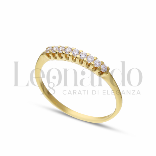 Modello o finitura Veretta a 9 pietre con Zircone bianco in Oro Giallo da 1,4gr.