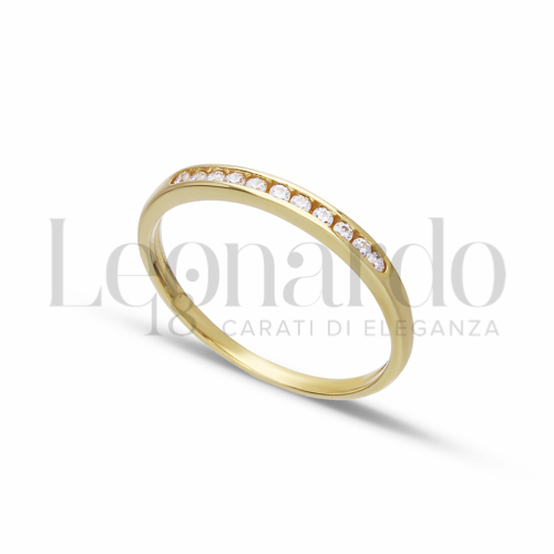 Modello o finitura Veretta a 11 pietre con Zircone bianco in Oro Giallo da 1,9gr.