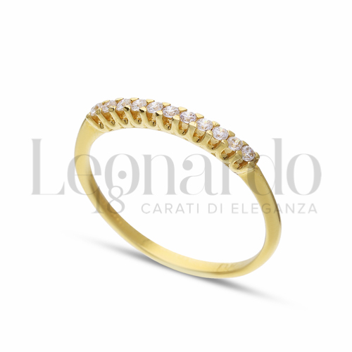 Modello o finitura Veretta a 11 pietre con Zircone bianco in Oro Giallo da 1,3gr.