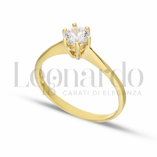 Modello o finitura Solitario con Zircone bianco in Oro Giallo da 2,1gr.