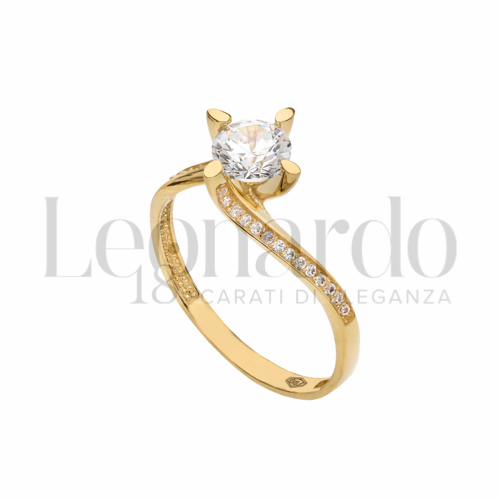 con Zircone bianco in Oro Giallo da 2gr.