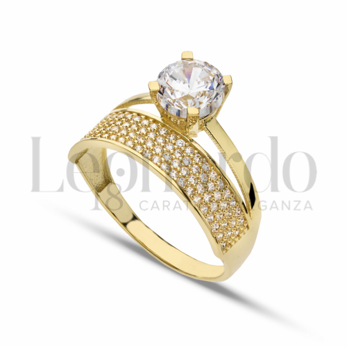 Modello o finitura 4 file di zirconi con Zircone bianco in Oro Giallo da 3,9gr.