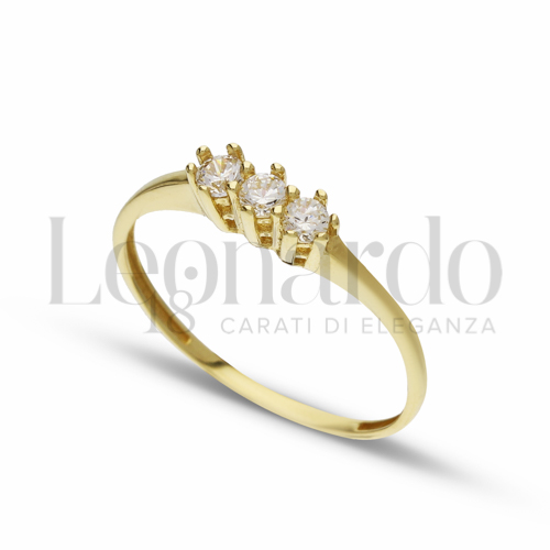 Modello o finitura Trilogy lineare con Zircone bianco in Oro Giallo da 1,4gr.