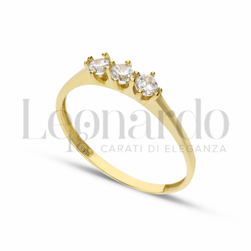 Modello Trilogy lineare con Zircone bianco in Oro Giallo da 1,5gr.