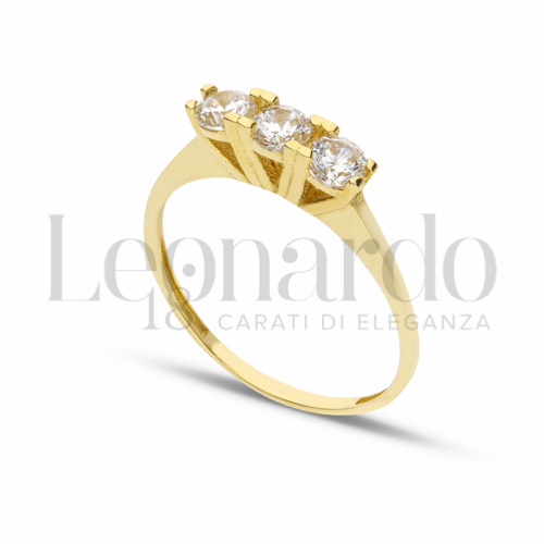 Modello Trilogy lineare con Zircone bianco in Oro Giallo da 2gr.