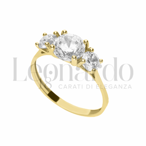 Modello Trilogy a scalare con Zircone bianco in Oro Giallo da 2,9gr.
