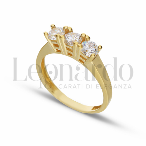 Modello o finitura Trilogy lineare con Zircone bianco in Oro Giallo da 3,4gr.