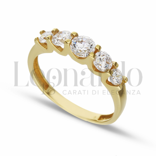 Anelli Anello Veretta a 5 pietre da Donna in Oro 18 Carati Misura anello: N° 2,6g