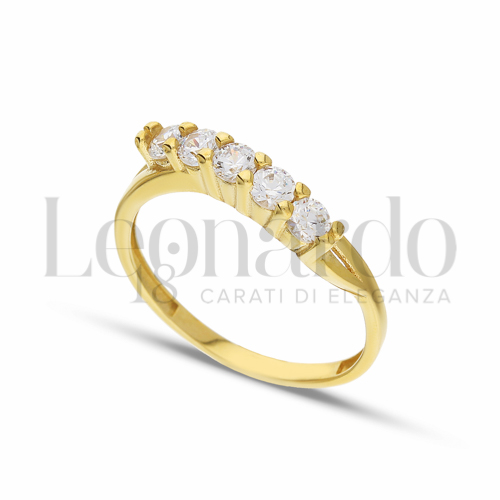 Modello o finitura Veretta a 5 pietre con Zircone bianco in Oro Giallo da 2,5gr.