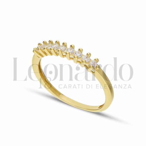 Modello o finitura Veretta a 9 pietre con Zircone bianco in Oro Giallo da 1,6gr.