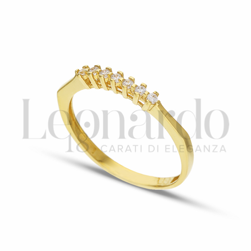 Anelli Modello Veretta a 7 pietre con Zircone bianco in Oro Giallo da 1,2gr. Anello Donna 18 Carati