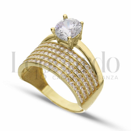 Modello o finitura 5 File di zirconi con Zircone bianco in Oro Giallo da 5,3gr.