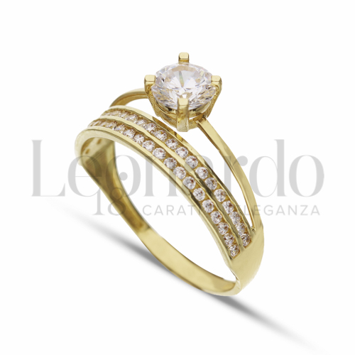 Modello o finitura 2 file di zirconi con Zircone bianco in Oro Giallo da 3,1gr.
