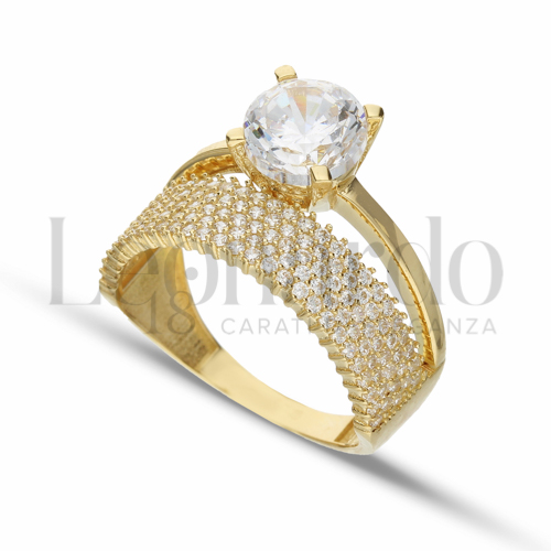 Modello o finitura 5 File di zirconi con Zircone bianco in Oro Giallo da 4,4gr.