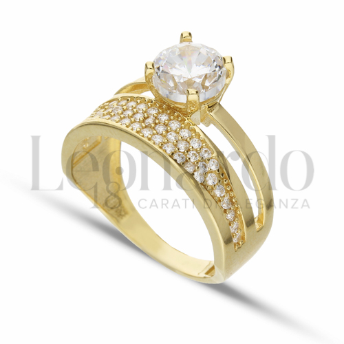 Modello o finitura 3 File di zirconi con Zircone bianco in Oro Giallo da 5gr.