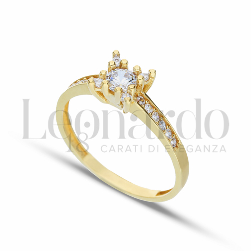 Modello o finitura Solitario con Zircone bianco in Oro Giallo da 2,3gr.