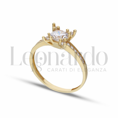 Modello o finitura Solitario con Zircone bianco in Oro Giallo da 2,3gr.