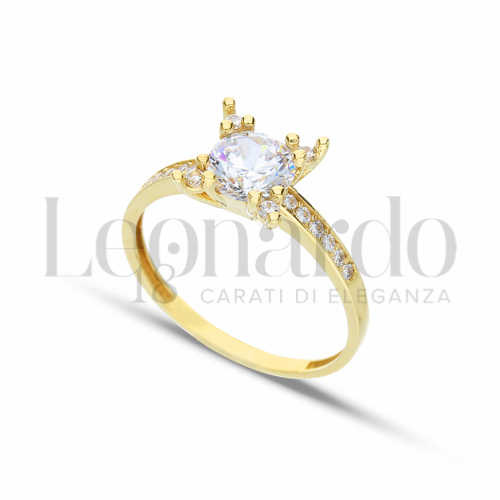 Modello o finitura Solitario con Zircone bianco in Oro Giallo da 2,5gr.